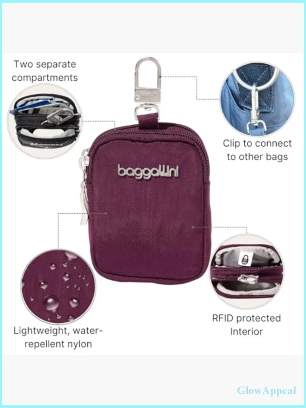 RFID-Blocking Mini Pouch with Clip-On Design - Featherlight & Compact